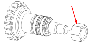 Remove the nut from the driven shaft